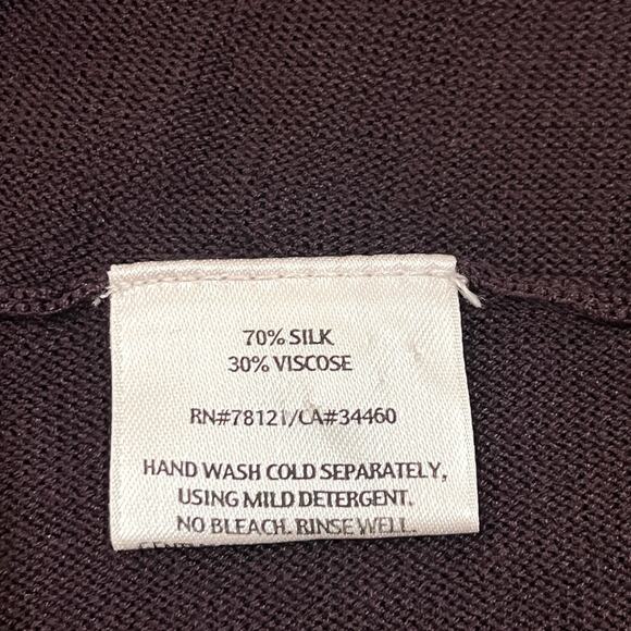 NWOT Eileen Fisher Brown Silk Blend Open Front Easy Fit Cardigan Size Medium - Picture 6 of 7